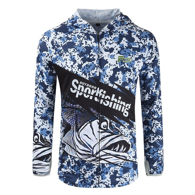 Quick Dry Bass Fishing Clothing set Long Sleeve Camouflage Hooded Breathable Anti-UV Sun Protection clothes fishing shirts
